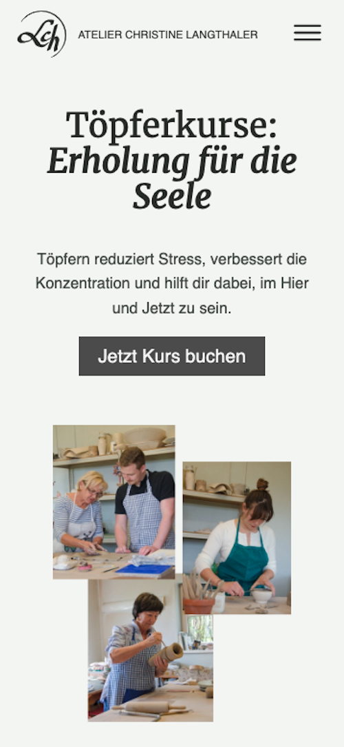 Screenshot der Website vom Atelier Christine Langthaler